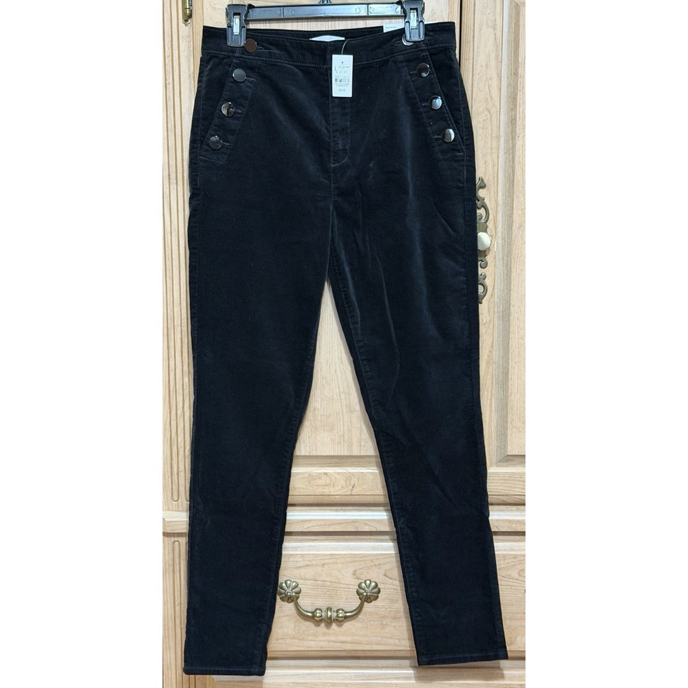 Ann Taylor Loft Mariner Skinny Pants Women's 29/8 Black Velvet High Rise Stretch